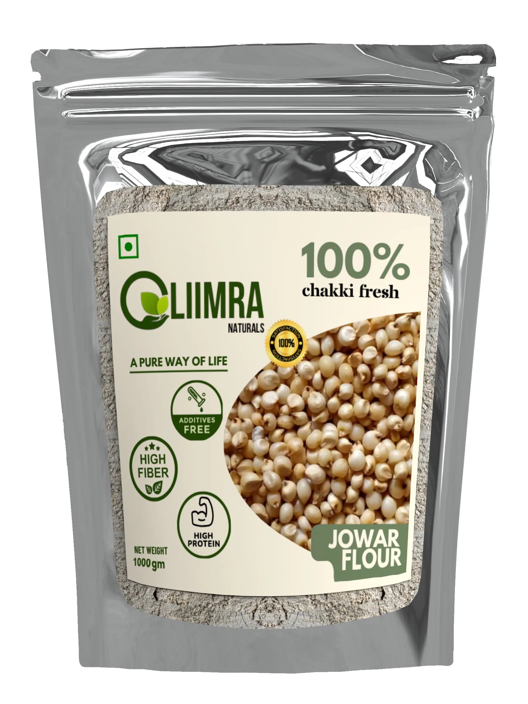 Liimra Naturals Sorghum Jowar Millet Flour - High Fiber, Protein-Packed, Low GI, Gluten-Free , Mineral Rich, 100% Chakki Fresh Flour (1000 Gram) Liimra Naturals